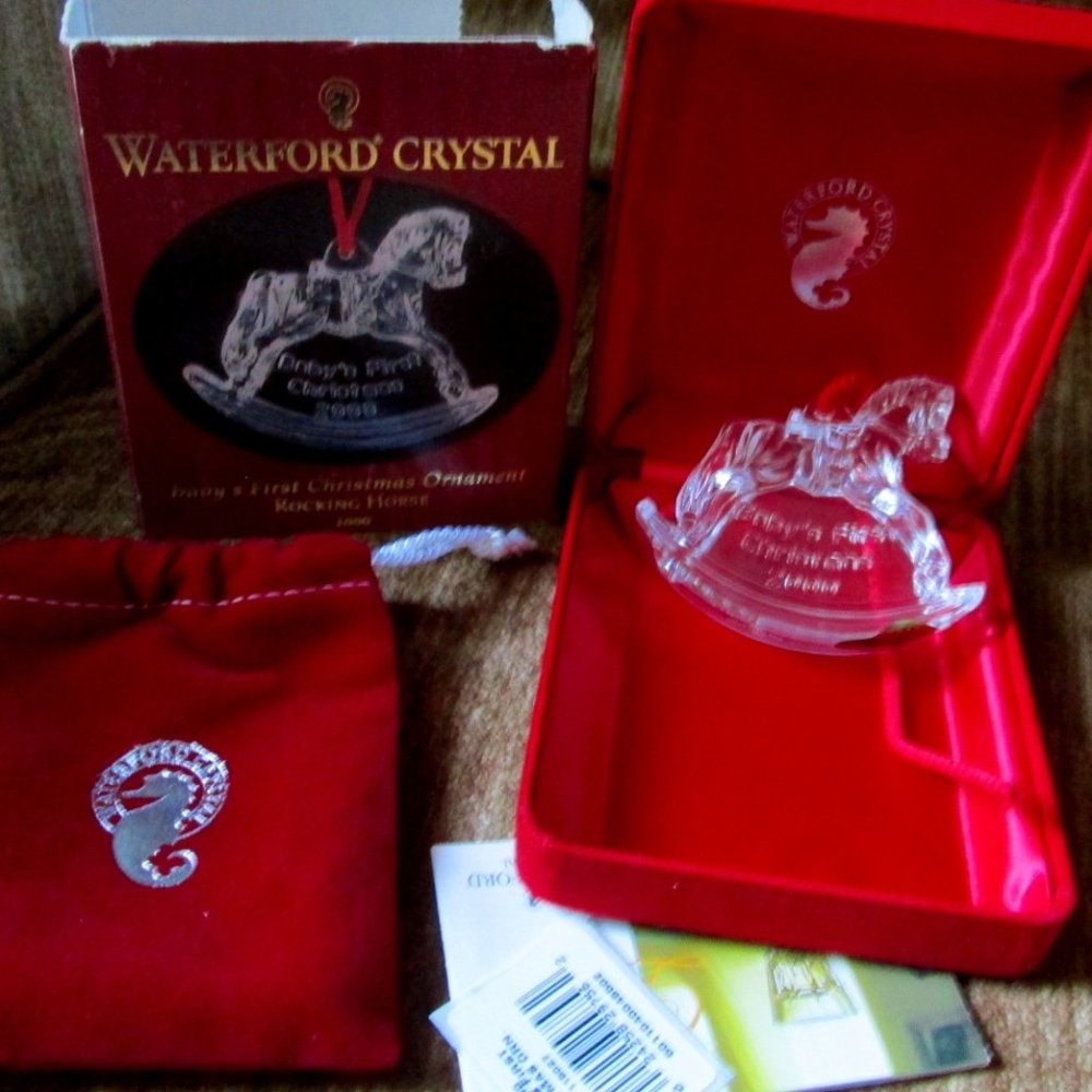 Waterford Crystal Unisex 2000 Baby’s First Christmas Rocking Horse Ornament NIB